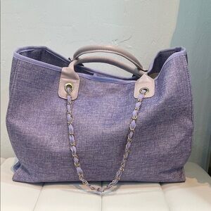 Lavender Tote Bag with Chain Handles